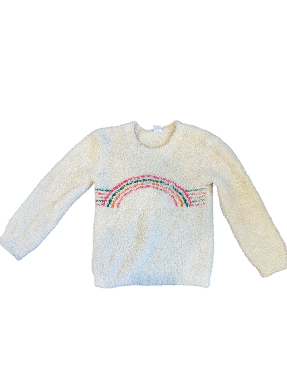 Harper Canyon Cream Cozy Crewneck with Rainbow Detail